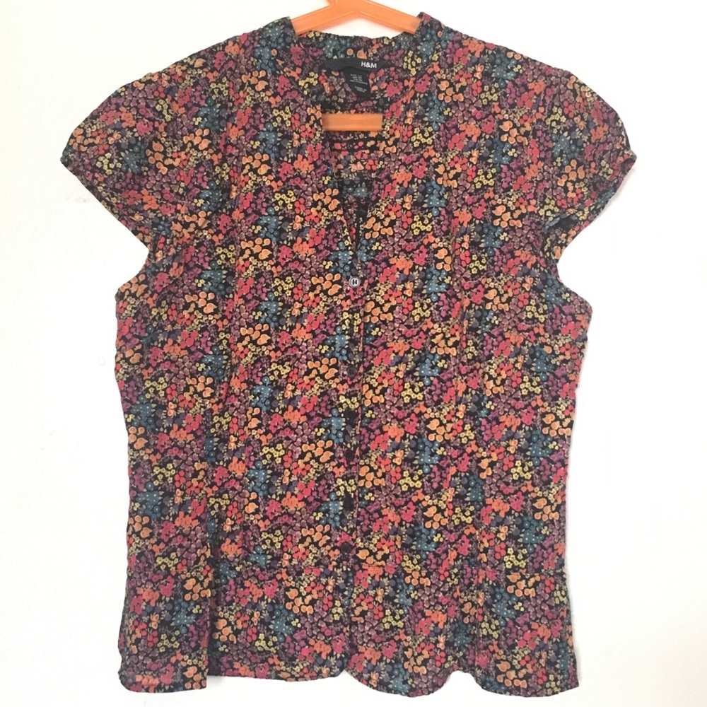 flower print button down blouse
